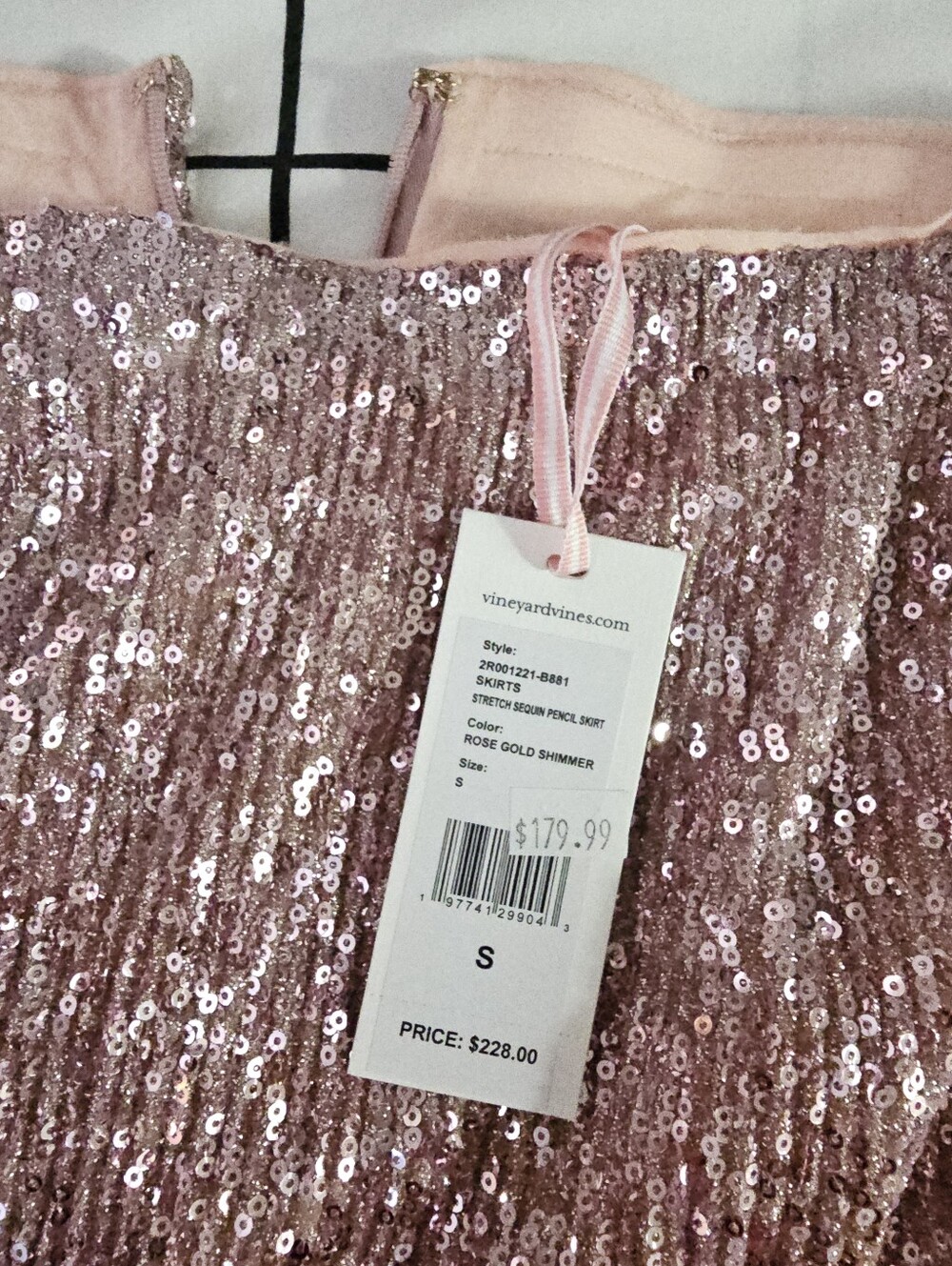 Vineyard Vines Rose Gold Sequin Midi Skirt - Picture 3 of 3